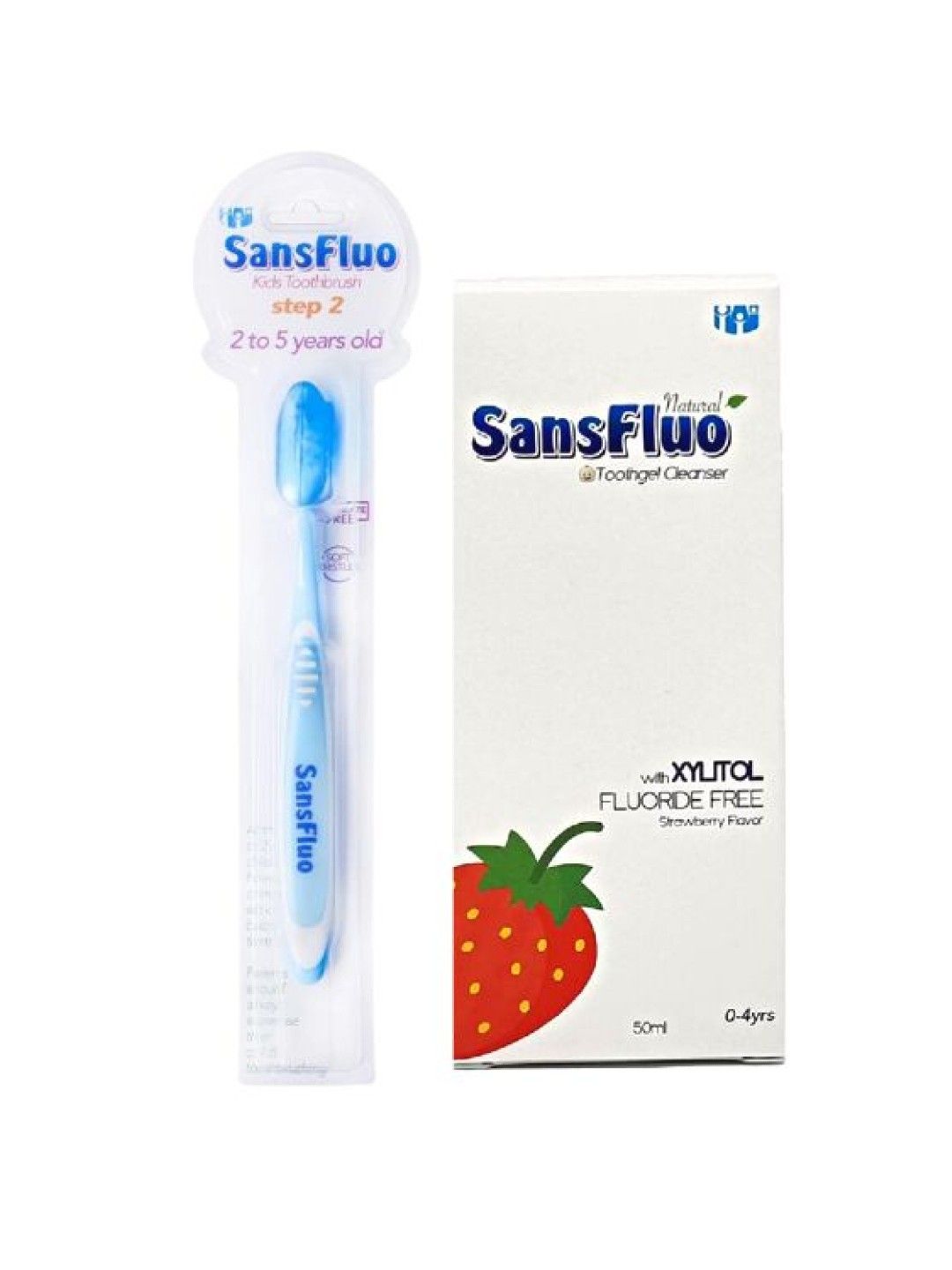 SansFluo Toothgel Cleanser Strawberry with Kids Toothbrush (2 to 5